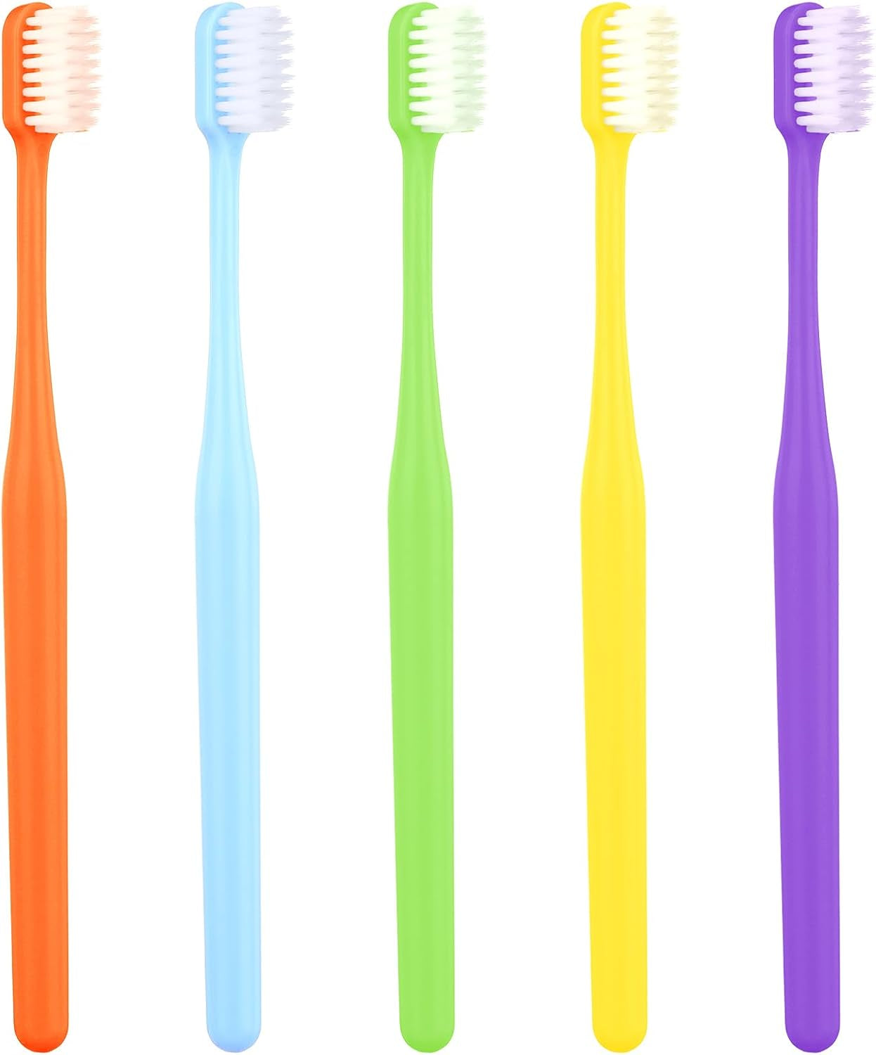 5 Pack Classic Manual Toothbrush Soft Bristles Clean Tooth Brush with Ergonomic Plastic Handle for Adults and Kids, Colorful