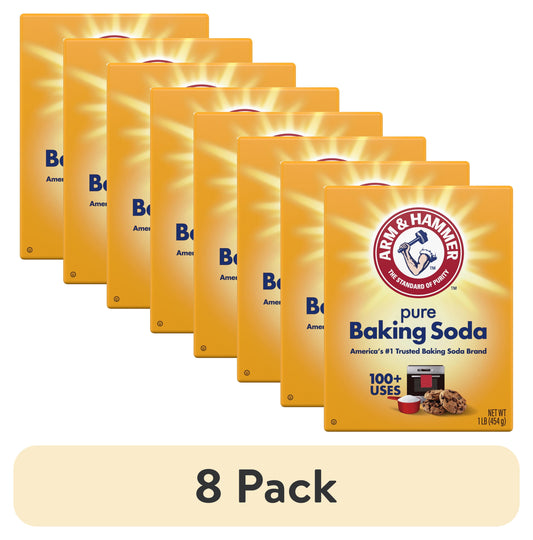 (8 Pack)  Pure Baking Soda, for Baking, Cleaning & Deodorizing, 1 Lb Box