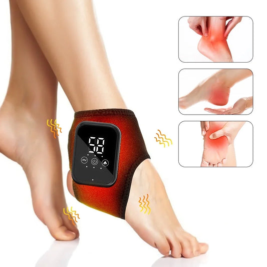 Cordless Ankle Massager with Heat and Vibration,Usb Rechargeable Heating Ankle Wrap with Adjustable Straps,3 Heat Settings & Massage Modes,Portable Heated Ankle Brace for Foot Relaxation,1Pc