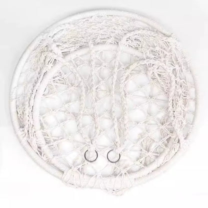 ‌Nordic Style Hanging Basket, Handmade Cotton Rope Swing Chair, Balcony Relaxation Cradle, Boho Indoor Fringe Hanging Chair