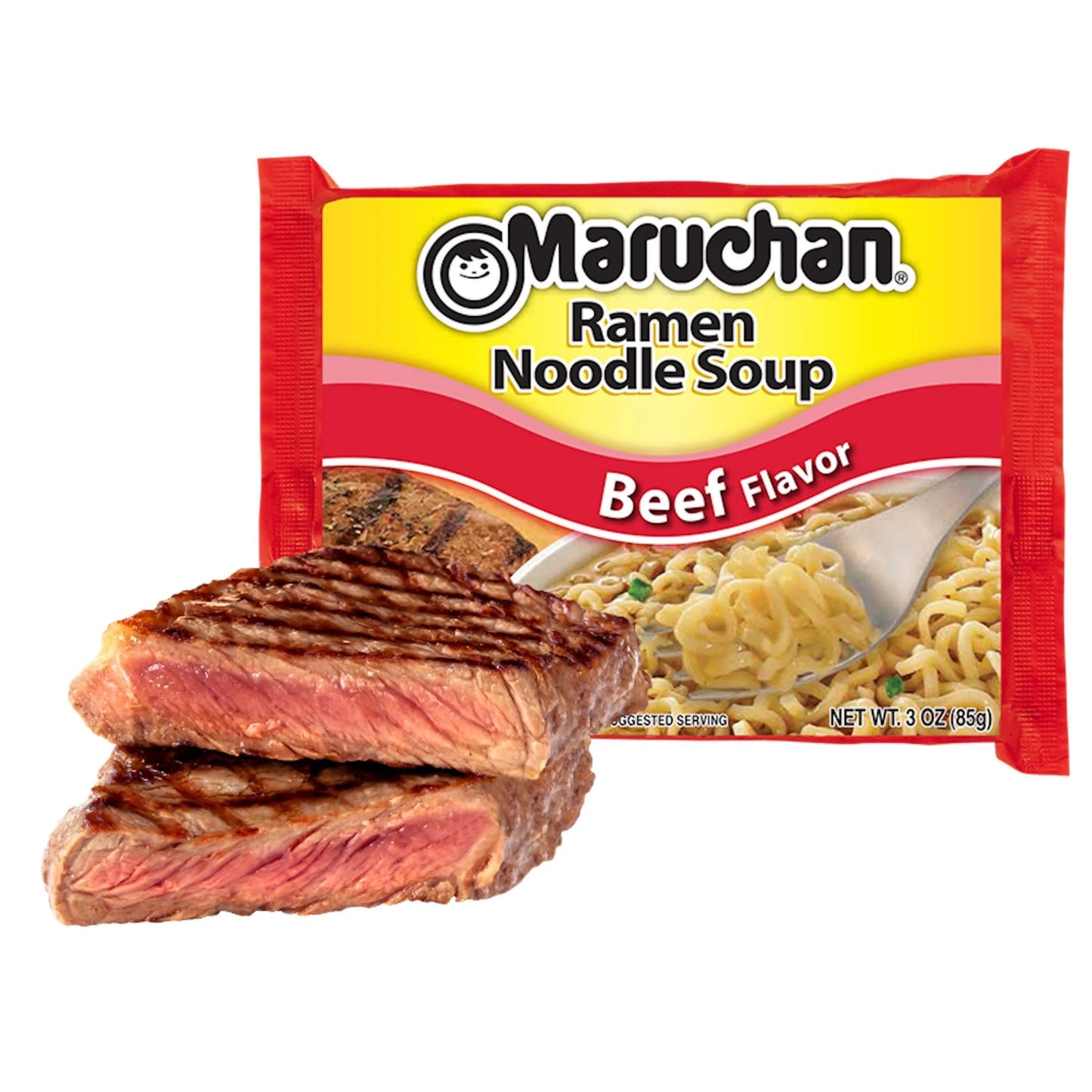 (48 Pack)  Ramen Noodle Beef Flavor Soup, 3 Oz, 12 Count, Shelf Stable Package