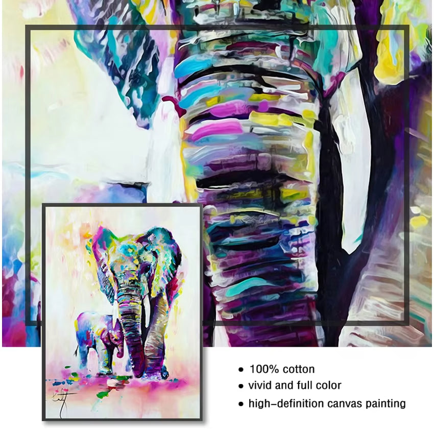 Art Prints Pop Wall Posters for Kids Room Watercolor Animals Canvas Paintings Elephant and Deer Abstract Graffiti