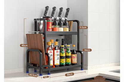 Multifunctional Kitchen Organizer Rack with Spice Shelves