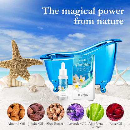 Bath & Body Gift Set, Bath Basket Spa Kit Gifts for Her Him Birthday Gifts for Women, Luxury Home Spa Kit, 8Pcschristmas Gifts for Women Ocean Vanilla, Spa Gift Baskets, Unique Mother'S Day Gifts