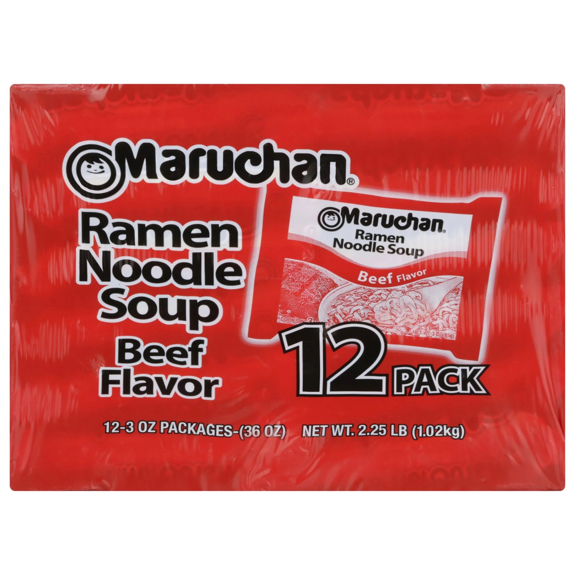 (48 Pack)  Ramen Noodle Beef Flavor Soup, 3 Oz, 12 Count, Shelf Stable Package