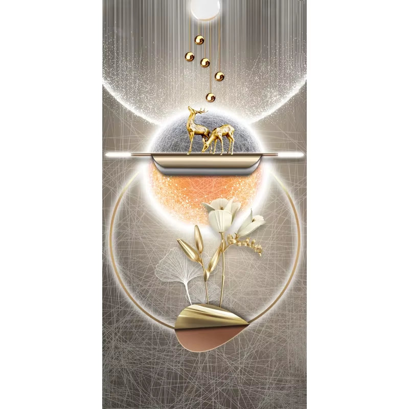 Nordic Style Golden Deer Tree Canvas Poster Prints Luxurious Wall Art Modern Canvas Paintings for Your Living Room Home Decor