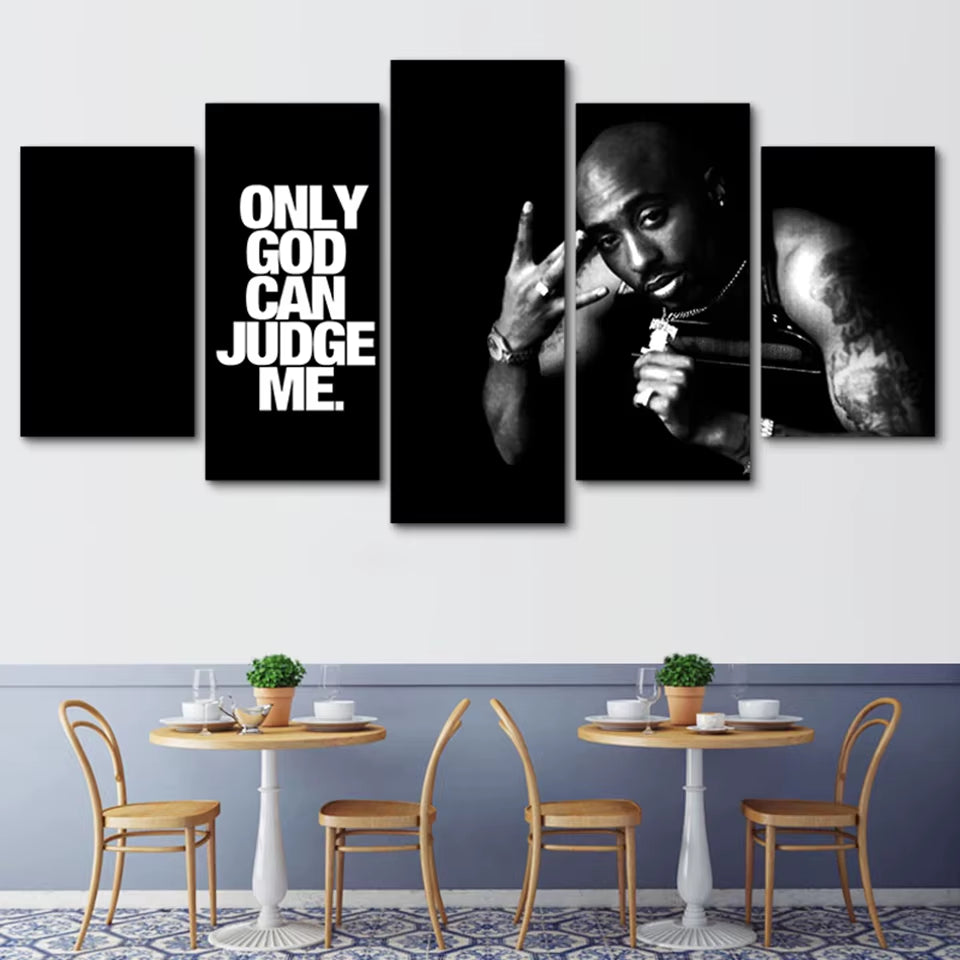 Modern Home Decoration 5 Piece Tupac Amaru Shakur Rapper 2Pac Canvas Art Print Poster Picture Frames Modular Wall Paintings Art