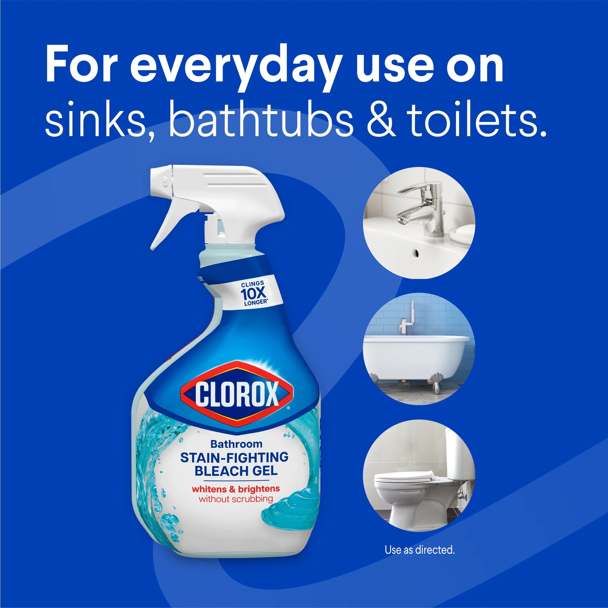 (3 Pack)  Bathroom Bleach Gel and Shower Cleaner Spray, 30 Oz