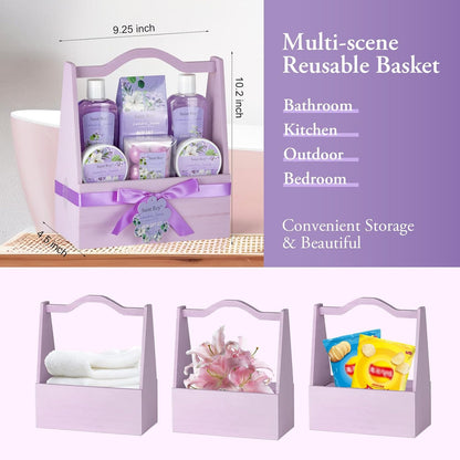 Bath and Body Gift Basket Set for Women - Jasmine Christmas Gifts for Women, Spa Gift Basket 13-Piece Bath Gift Set, Gift Set for Ladies Body & Bath Gifts Set Lavender Gift Baskets for Mom
