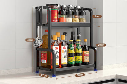 Multifunctional Kitchen Organizer Rack with Spice Shelves