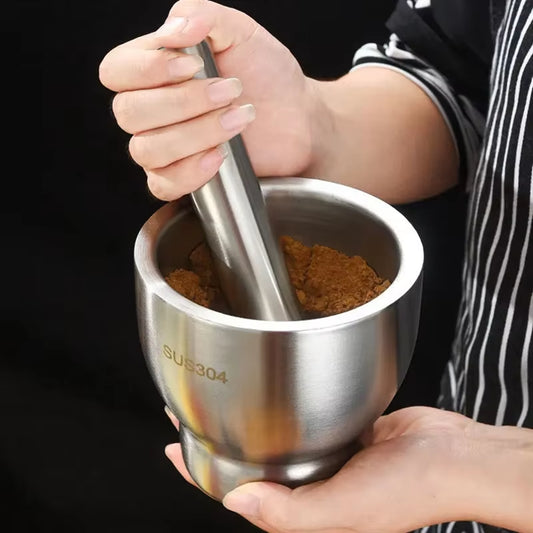 304 Stainless Steel Masher Solid Garlic Masher Household Grinding Masher Garlic Masher Garlic Mortar Grinding Bowl-Ab52