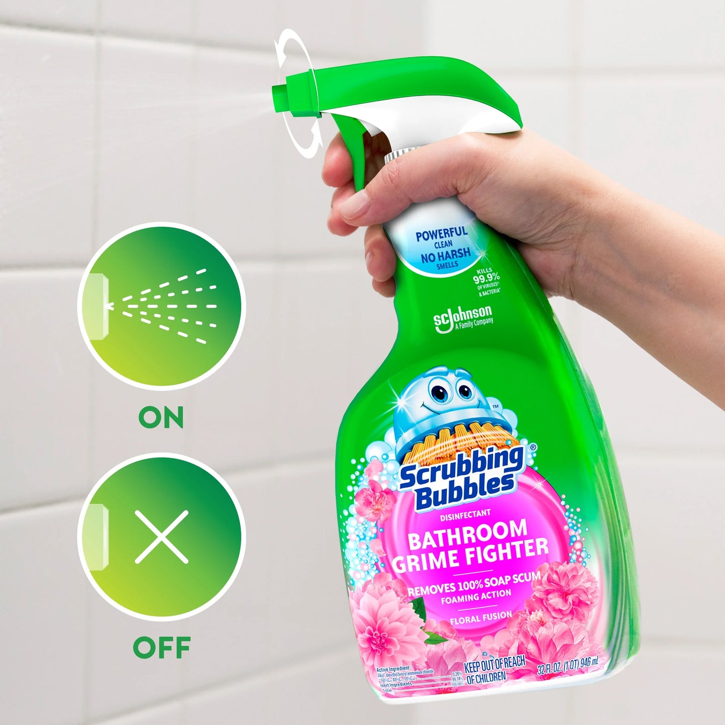 Bathroom Grime Fighter Disinfectant, Floral Fusion Scent, 32Oz