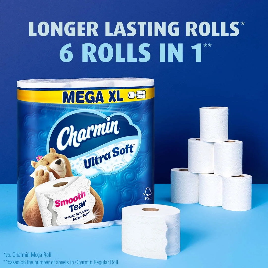 Ultra Soft Toilet Paper 6 Mega XL Rolls, 336 Sheets per Roll