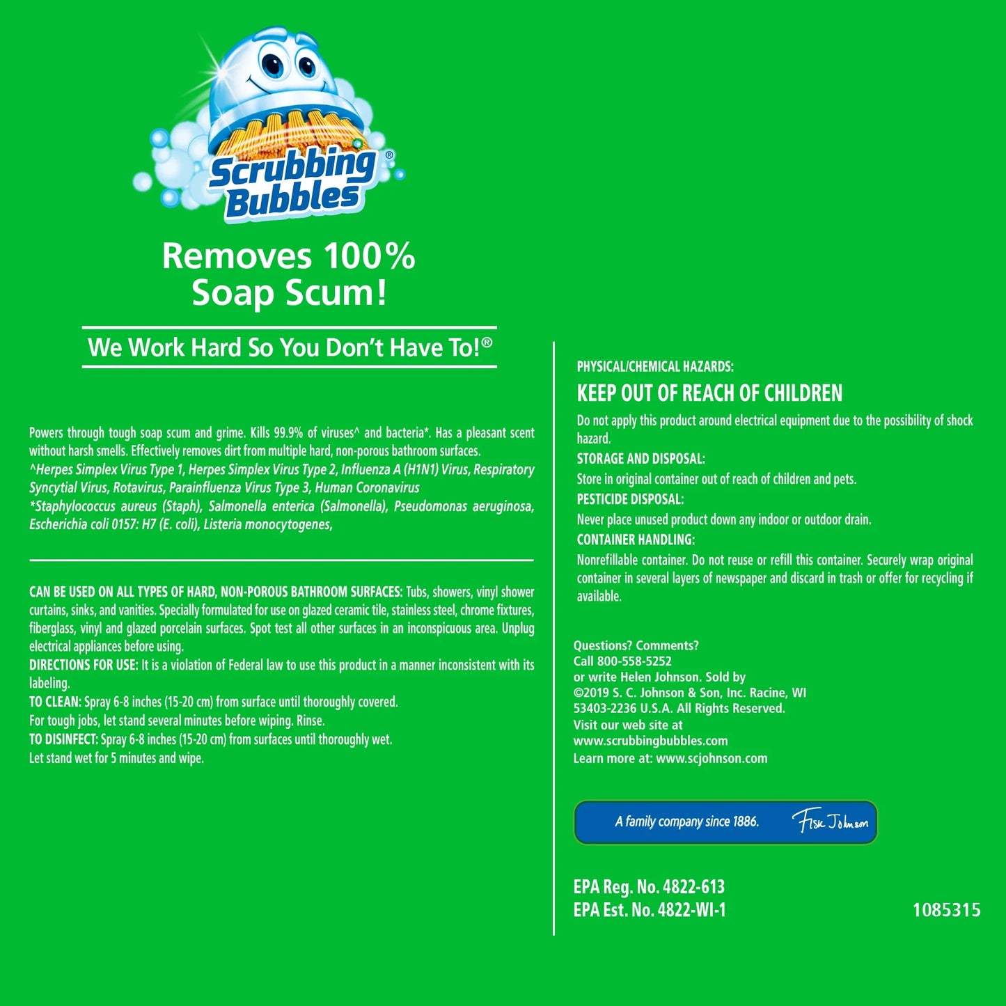 Bathroom Grime Fighter Disinfectant, Floral Fusion Scent, 32Oz