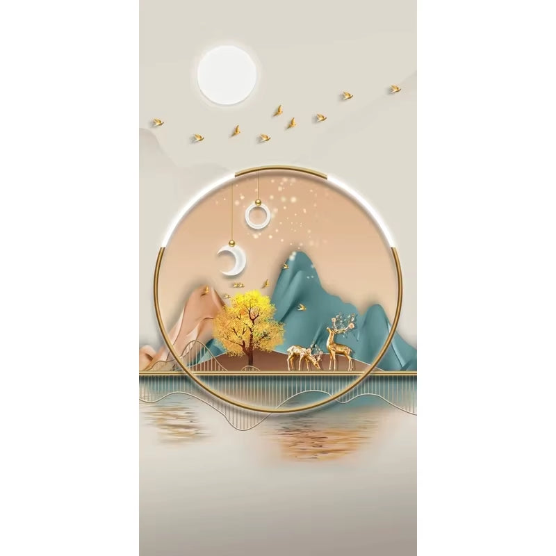 Nordic Style Golden Deer Tree Canvas Poster Prints Luxurious Wall Art Modern Canvas Paintings for Your Living Room Home Decor