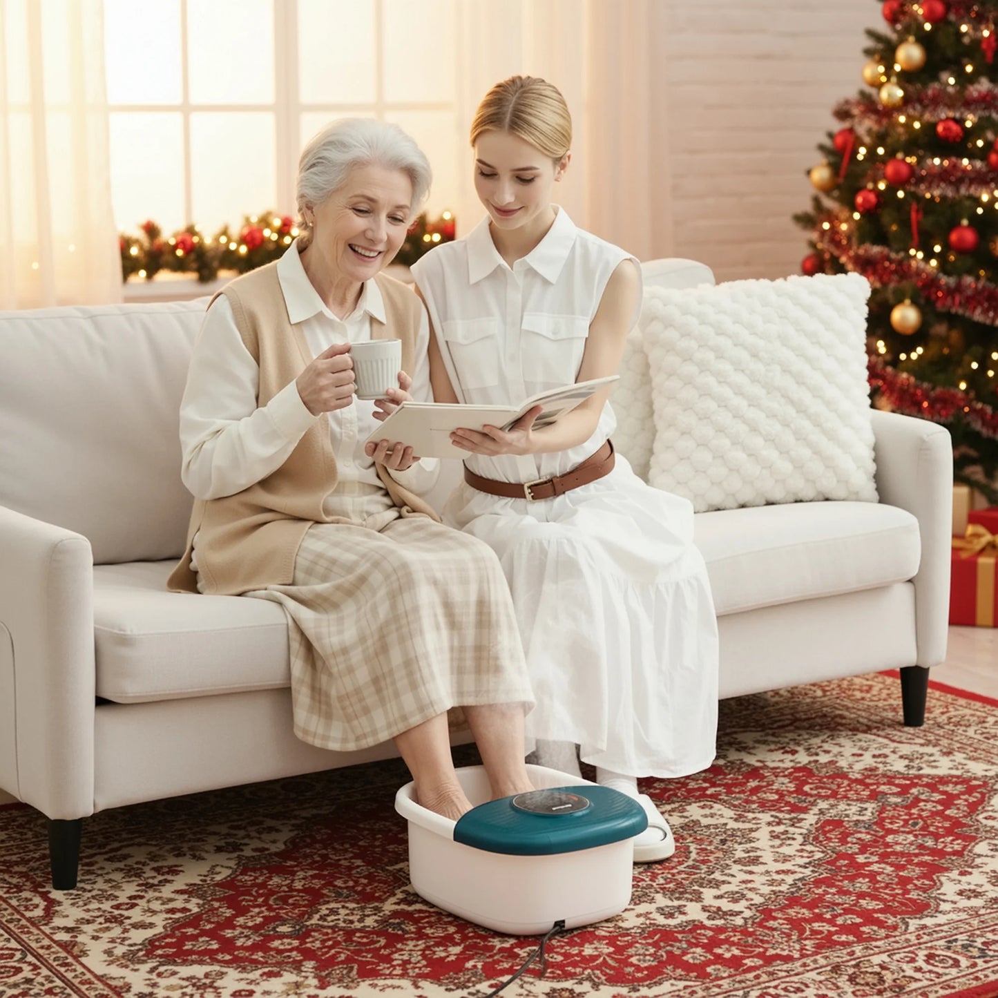 Foot Soak Spa Bath Massager with Heat, Bubbles, and Vibration, Digital Temperature Control, 16 Detachable Massage Rollers, Soothe and Comfort Feet - Green