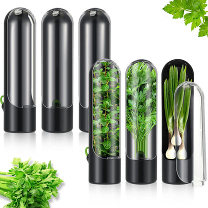 Mifoci 6 Pack Herb Saver Pod Herb Saver for Refrigerator Herb Keeper Cilantro Container Herb Storage Containers Herb Holder for Fridge Parsley Asparagus Cilantro Keeps Fresh for 2-3 Weeks