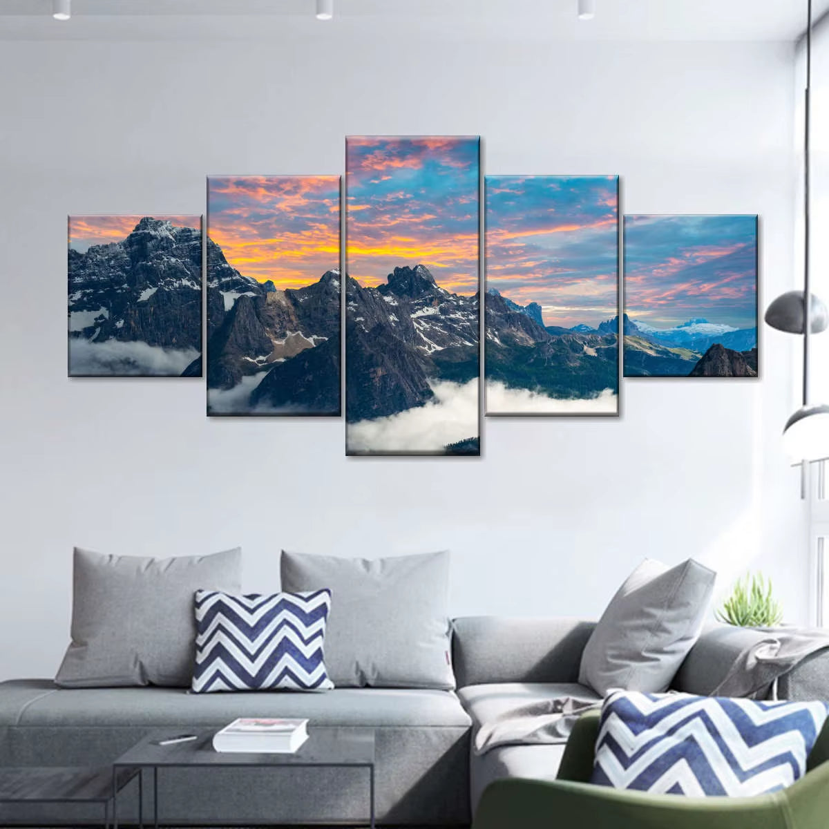 Landscape Canvas Posters Home Decor 5 Pieces Natural Lake Paintings Wall Art Scenery Pictures Modular Living Room Decor Unframed