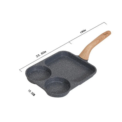 Breakfast Frying Pan Multi-Section Fried Egg Burger Pot Wheat Rice Stone Steak Pot Nonstick Three-In-One Cookware Omelet Pan