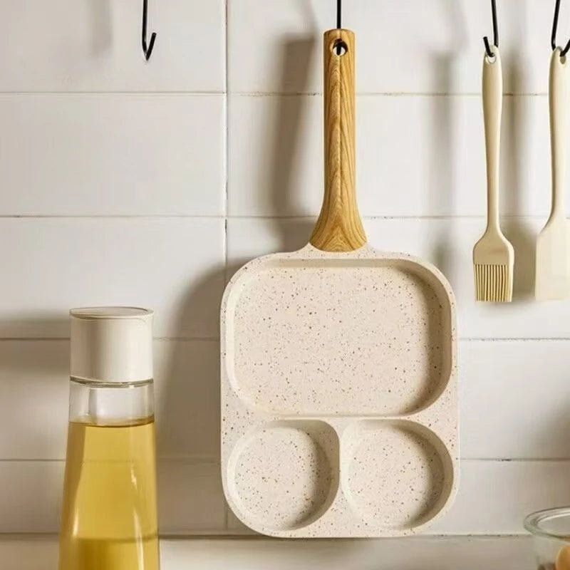 Breakfast Frying Pan Multi-Section Fried Egg Burger Pot Wheat Rice Stone Steak Pot Nonstick Three-In-One Cookware Omelet Pan