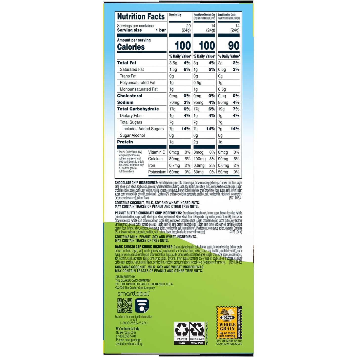 Chewy Granola Bars Variety Pack, 0.84 Oz 48 Count