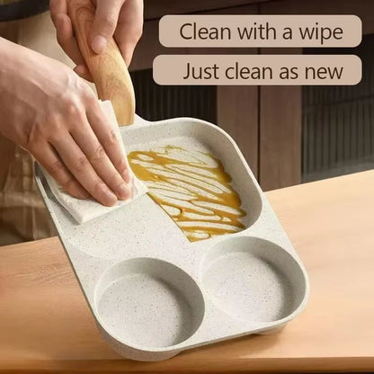 Breakfast Frying Pan Multi-Section Fried Egg Burger Pot Wheat Rice Stone Steak Pot Nonstick Three-In-One Cookware Omelet Pan