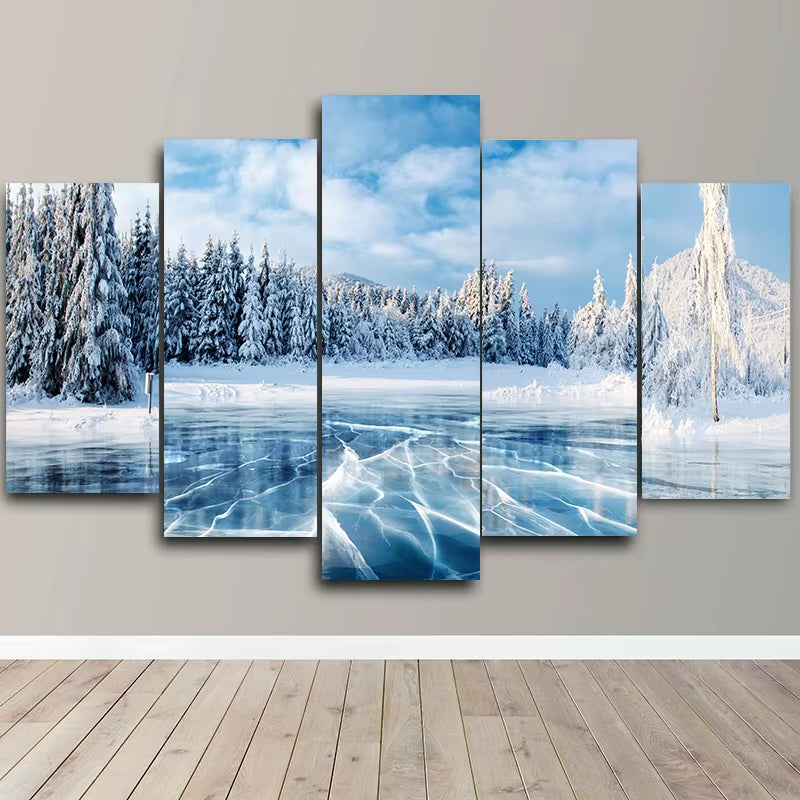 Landscape Canvas Posters Home Decor 5 Pieces Natural Lake Paintings Wall Art Scenery Pictures Modular Living Room Decor Unframed