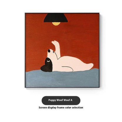 Cartoon Dog Red Square Restaurant Mural