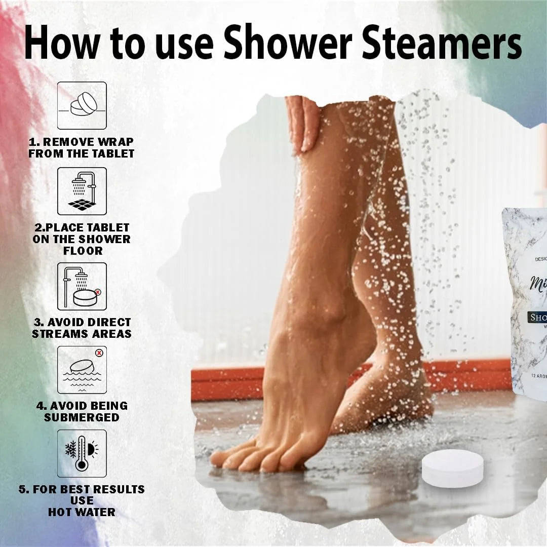 Organic Shower Steamers for Women – Shower Vapor Tablets & Shower Bombs Aromatherapy – 12-Pack Self Care Gifts for Her