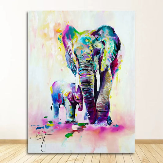 Art Prints Pop Wall Posters for Kids Room Watercolor Animals Canvas Paintings Elephant and Deer Abstract Graffiti
