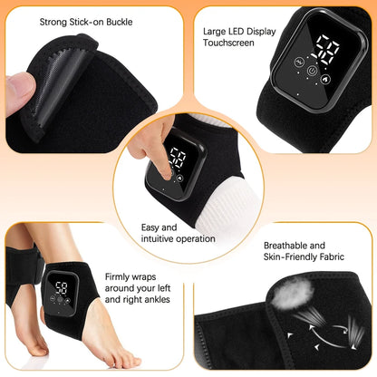 Cordless Ankle Massager with Heat and Vibration,Usb Rechargeable Heating Ankle Wrap with Adjustable Straps,3 Heat Settings & Massage Modes,Portable Heated Ankle Brace for Foot Relaxation,1Pc
