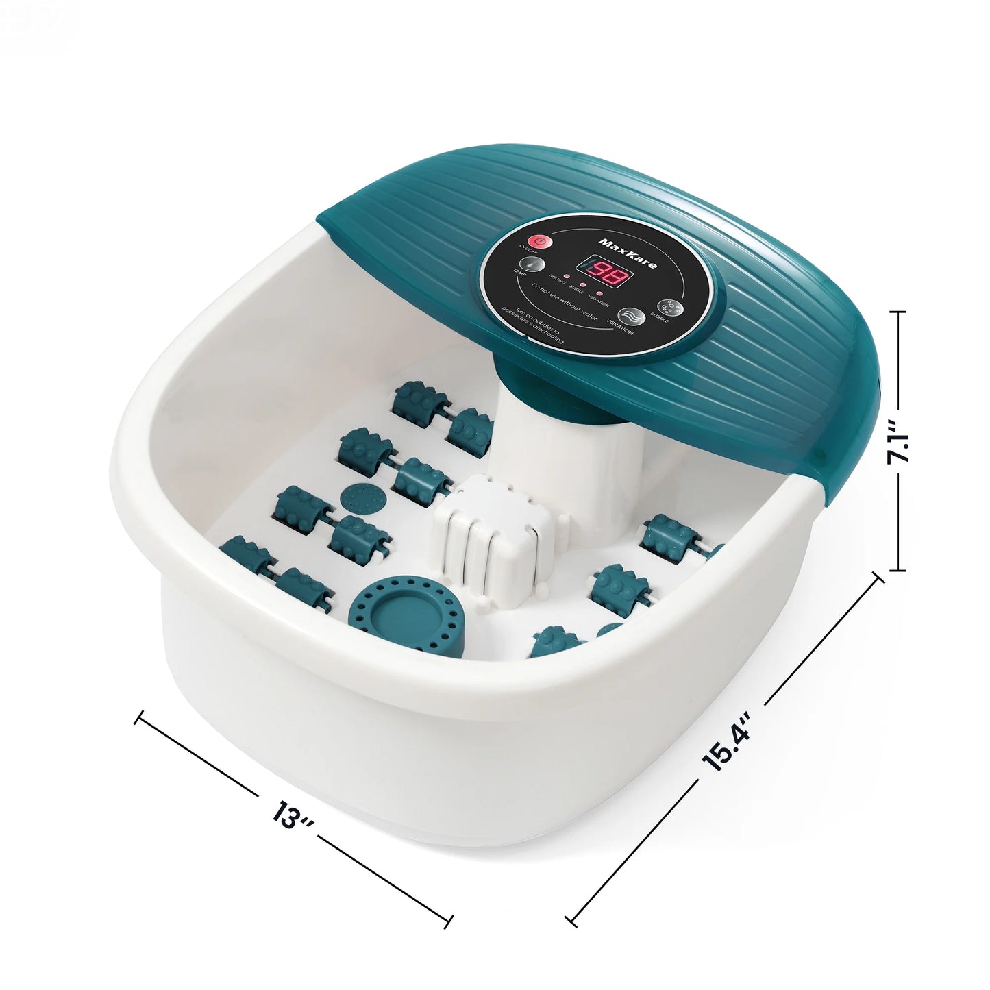 Foot Soak Spa Bath Massager with Heat, Bubbles, and Vibration, Digital Temperature Control, 16 Detachable Massage Rollers, Soothe and Comfort Feet - Green