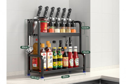 Multifunctional Kitchen Organizer Rack with Spice Shelves