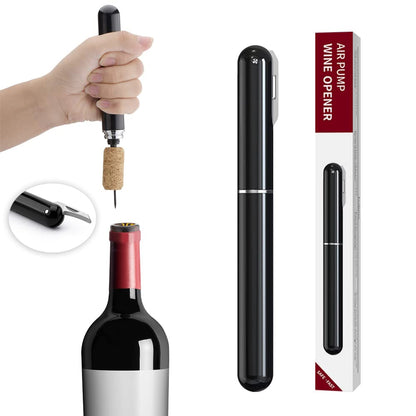 Wine Bottle Opener IPEROT Air Pressure Wine Corkscrew With Cutting Wine Bottle Foil Knife Effortlessly Open Wine Bottles Without Damaging Corks Easy-to-Use(Black)