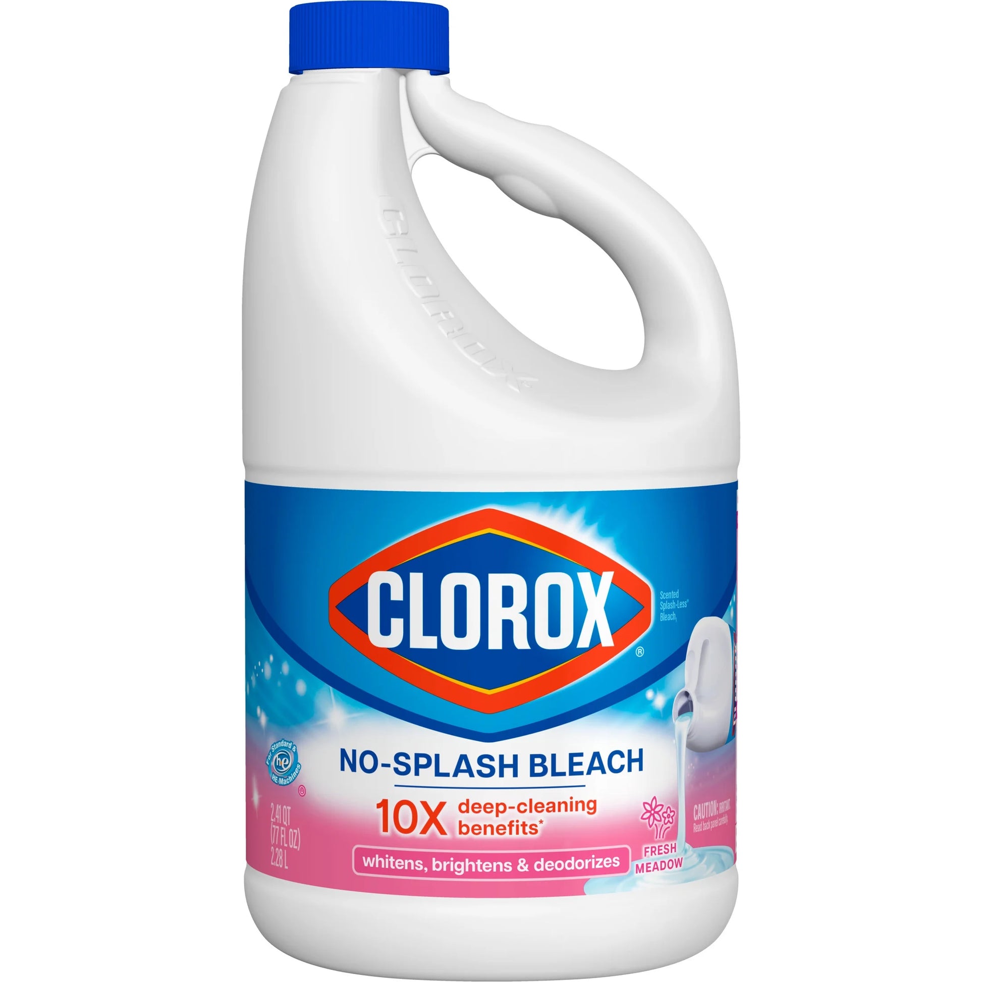 Splash-Less Liquid Bleach Cleaner, Fresh Meadow Scent, 77 Fl Oz
