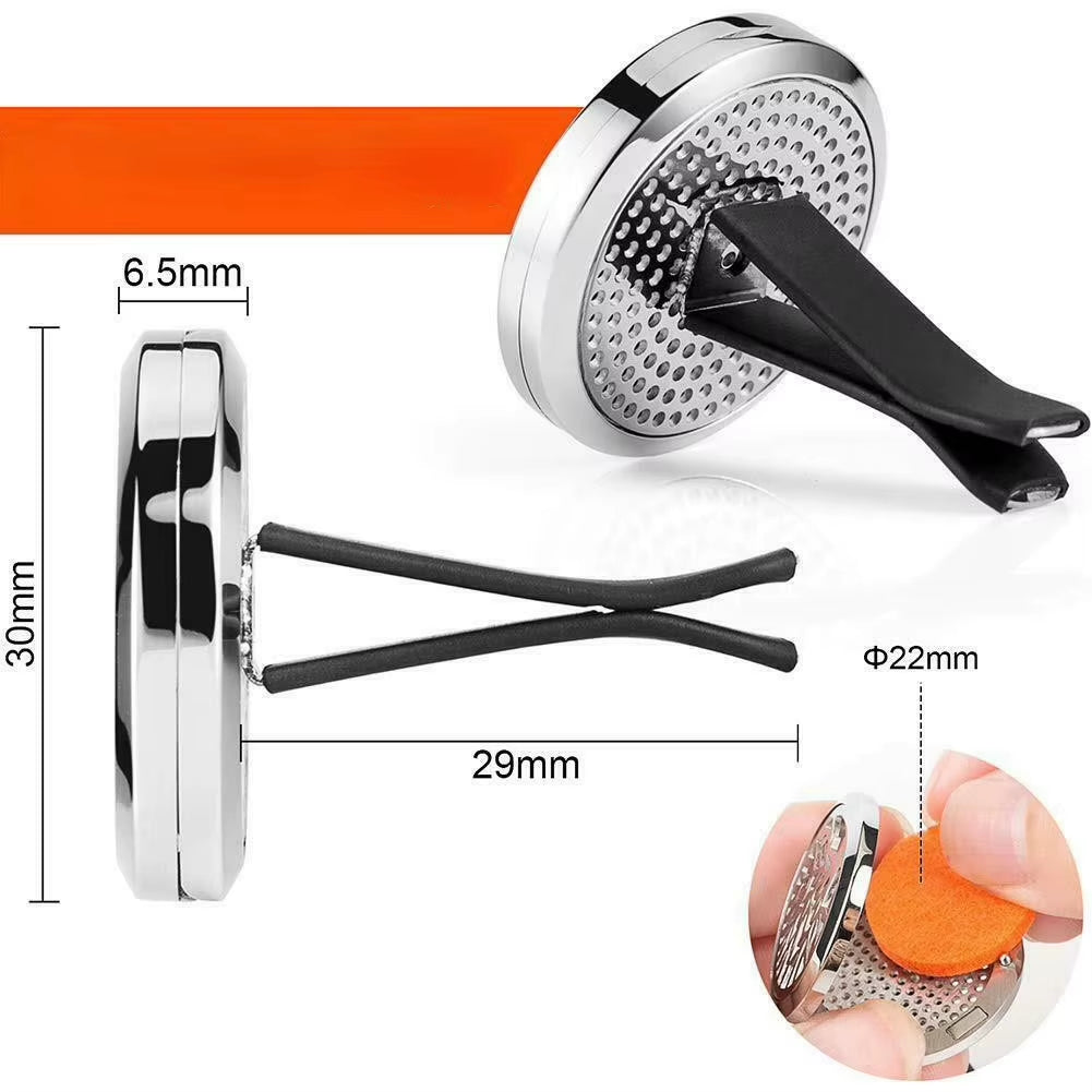 Refillable Car Air Freshener Smell Perfume Diffuser Clip Auto Vent Essential Oil Stainless Steel Locket Interior Accessories