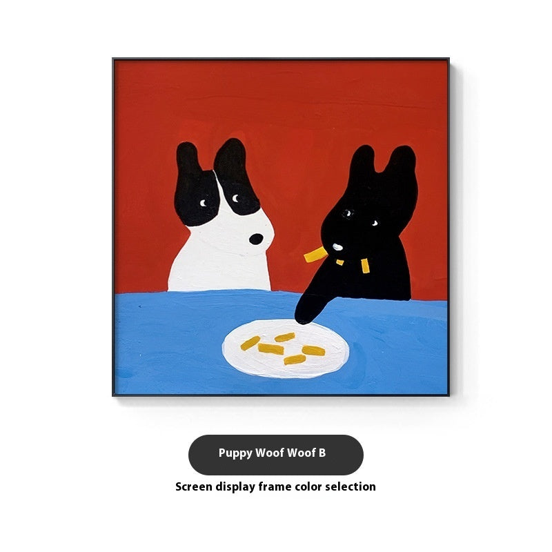 Cartoon Dog Red Square Restaurant Mural