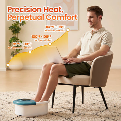 Foot Soak Spa Bath Massager with Heat, Bubbles, and Vibration, Digital Temperature Control, 16 Detachable Massage Rollers, Soothe and Comfort Feet - Green