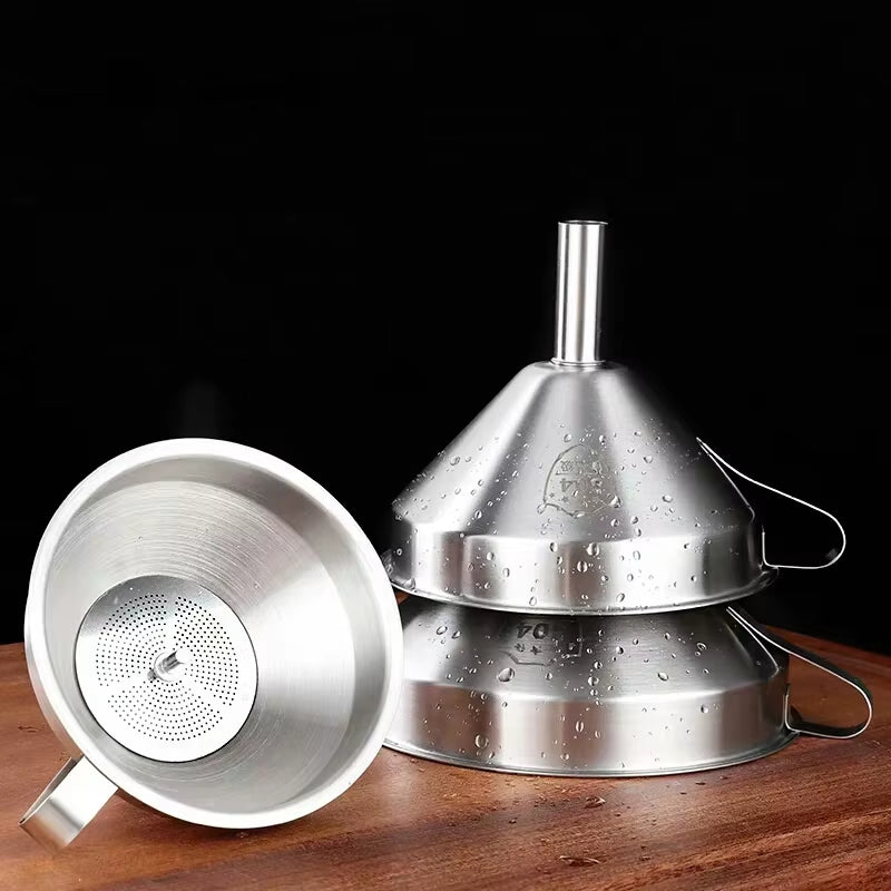 Funnel Kitchen 304 Stainless Steel Funnel Oil Liquid Funnel with Strainer Small Metal Food Oil Filter for Bottle Kitchen Gadgets