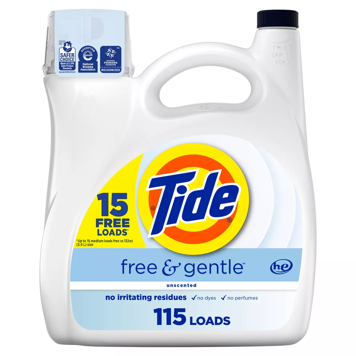 Tide Free & Gentle Unscented HE Deep Cleaning Concentrated Liquid Laundry Detergent