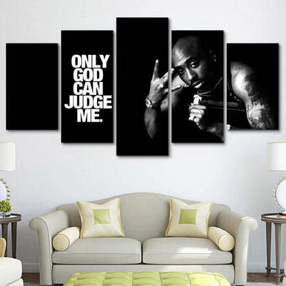 Modern Home Decoration 5 Piece Tupac Amaru Shakur Rapper 2Pac Canvas Art Print Poster Picture Frames Modular Wall Paintings Art