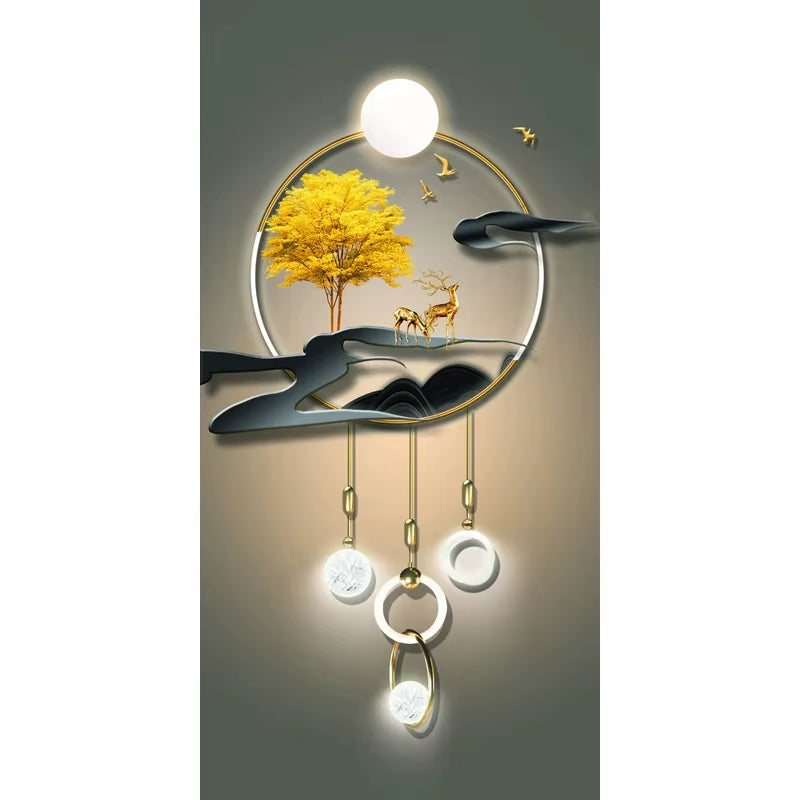 Nordic Style Golden Deer Tree Canvas Poster Prints Luxurious Wall Art Modern Canvas Paintings for Your Living Room Home Decor