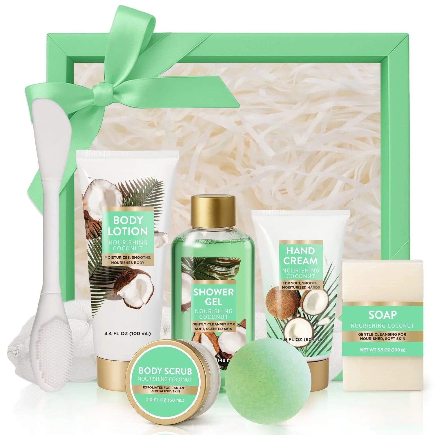 Bath Sets, Coconut Birthday Gifts for Women Pampering, 8 Pcs